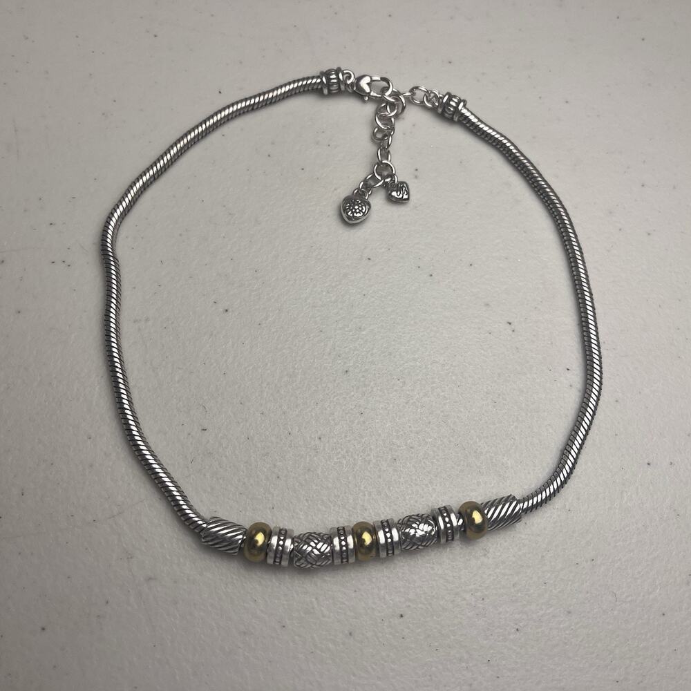 Brighton Travis Necklace Thick Snake Chain Slide Barrel Bead Silver Gold Tone - Picture 12 of 16